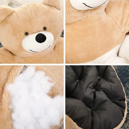 Détails du lit pour chien en forme d’ours, tissu doux en peluche et rembourrage épais offrant un couchage confortable et chaud, Museau Dort
