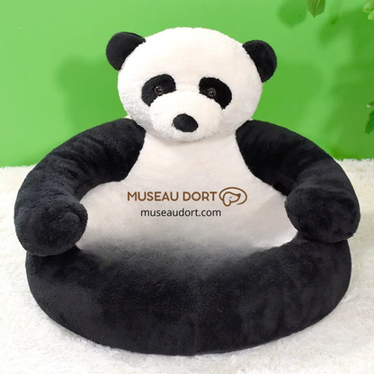 Lit pour chien confortable en forme de panda noir et blanc, couchage ludique et chaud adapté aux petits chiens et chats, usage intérieur, Museau Dort