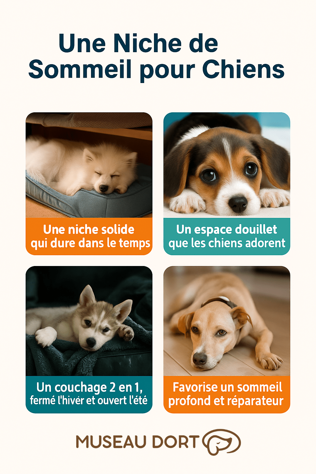 Niche d’Intérieur pour Grand Chien | Le Refuge Douillet de Véronique & Jazz - Museau dort