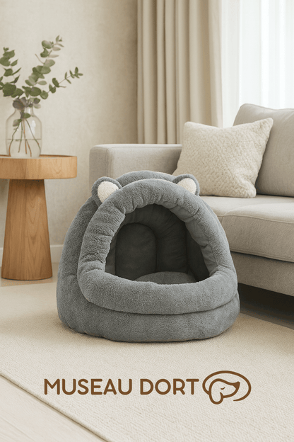 Niche Intérieure Chien Maison d’Ours | Cocon Douillet et Rassurant - Museau dort