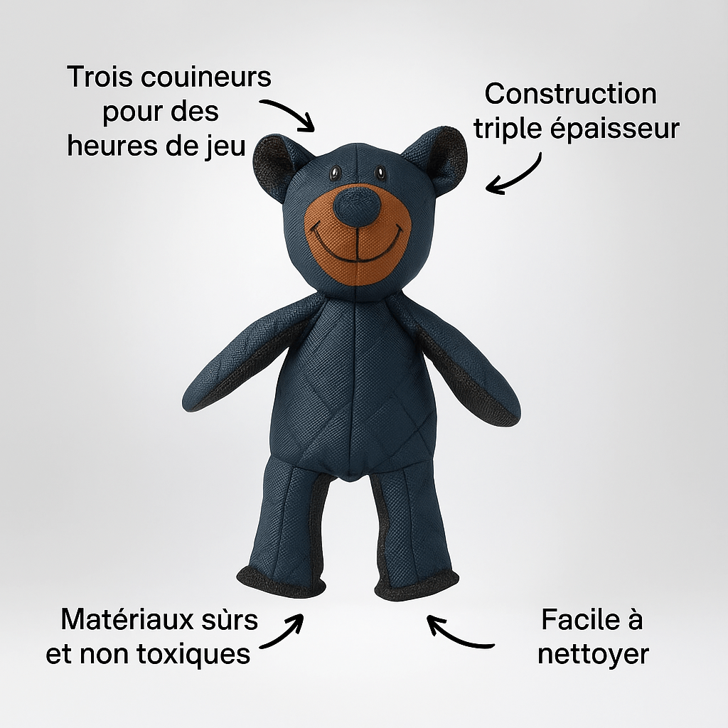 Ours en Peluche Résistant pour Chien – Jouet Indestructible à Mâcher - Museau dort