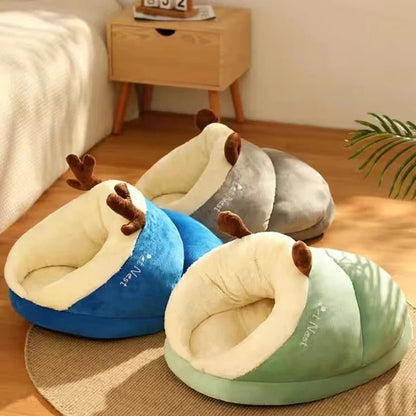 Paniers chien cocon moelleux en trois couleurs, couchages chauds et doux pour petits chiens et chats en hiver – Museau Dort