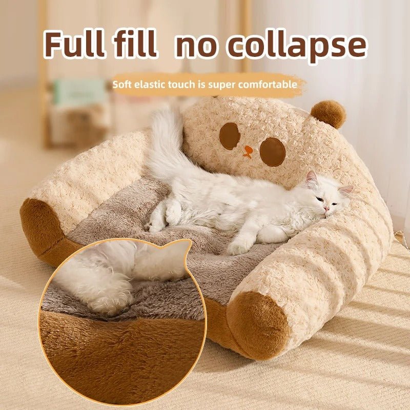 Panier pour Chien Douillet et Lavable avec Dossier Haut – Design Animalier - Museau dort