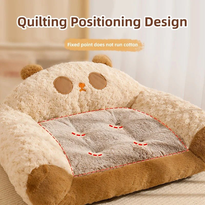 Panier pour Chien Douillet et Lavable avec Dossier Haut – Design Animalier - Museau dort