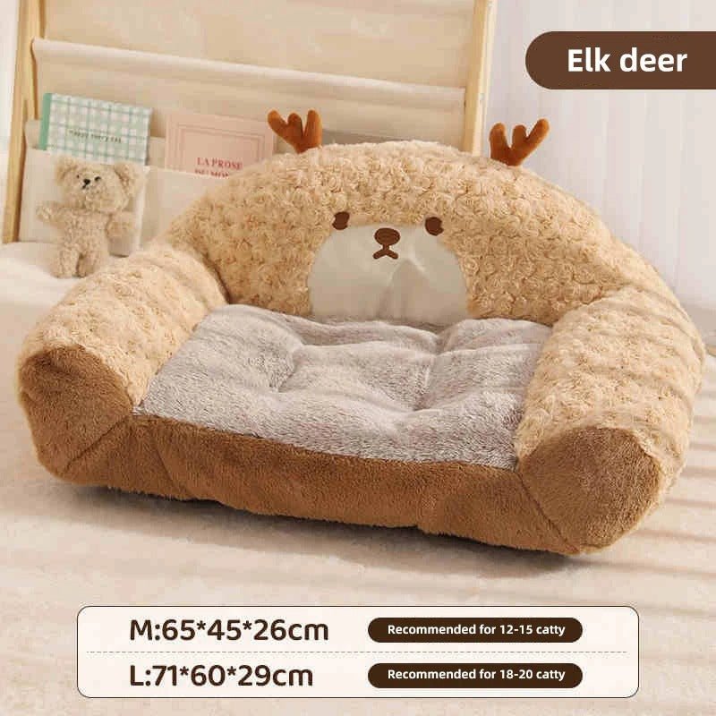 Panier pour Chien Douillet et Lavable avec Dossier Haut – Design Animalier - Museau dort
