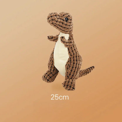 Peluche dinosaure pour chien résistante de 25 cm, couleur marron. Parfait pour divertir et occuper votre chien.