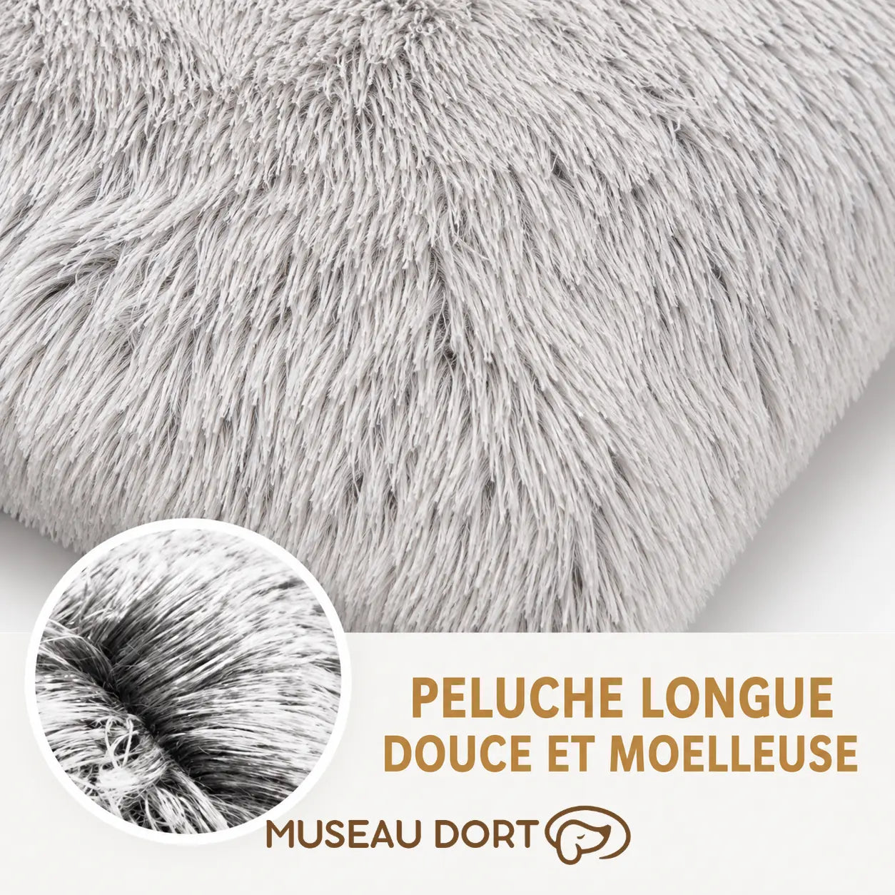 ros plan sur la peluche longue douce et moelleuse du lit orthopédique pour chien Museau Dort