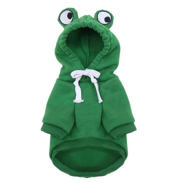 Sweat à capuche grenouille vert pour petit chien, doux et chaud pour les journées fraîches
