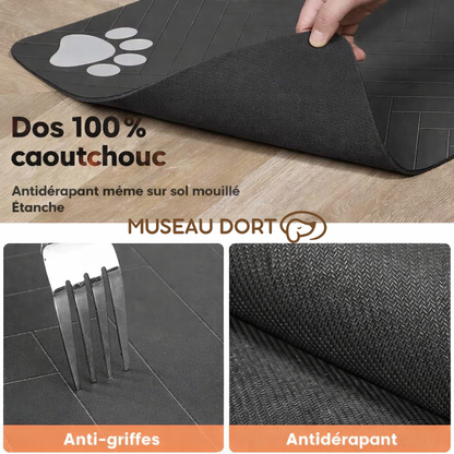 Dos en caoutchouc tapis gamelle chien antidérapant et étanche assurant stabilité et protection du sol, Museau Dort