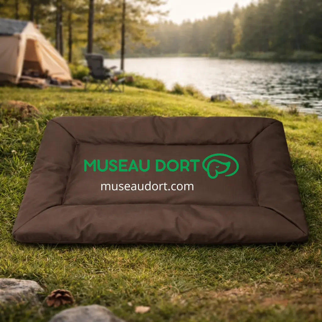 tapis de voyage pour chien marron camping extérieur Museau Dort