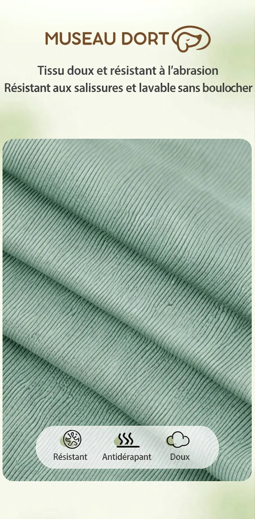 Tissu doux et résistant pour escalier chien âgé, antidérapant et lavable, Museau Dort